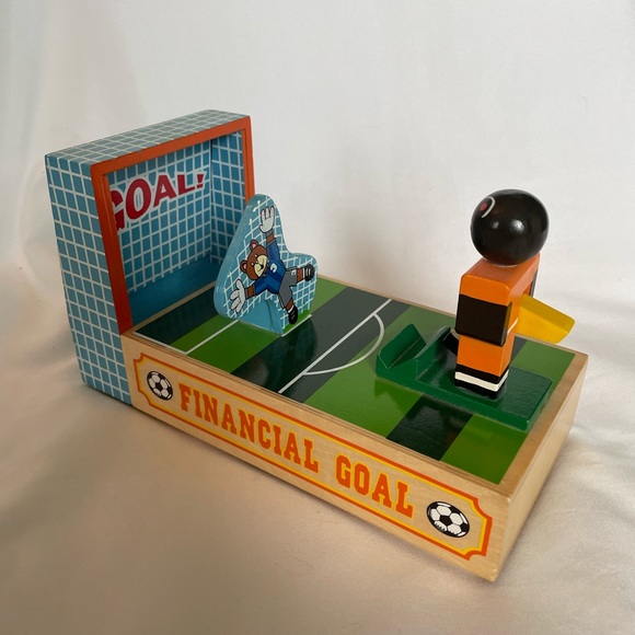 Melissa & Doug Financial Goal Wooden Soccer Coin Piggy Bank NEVER USED - Picture 1 of 10